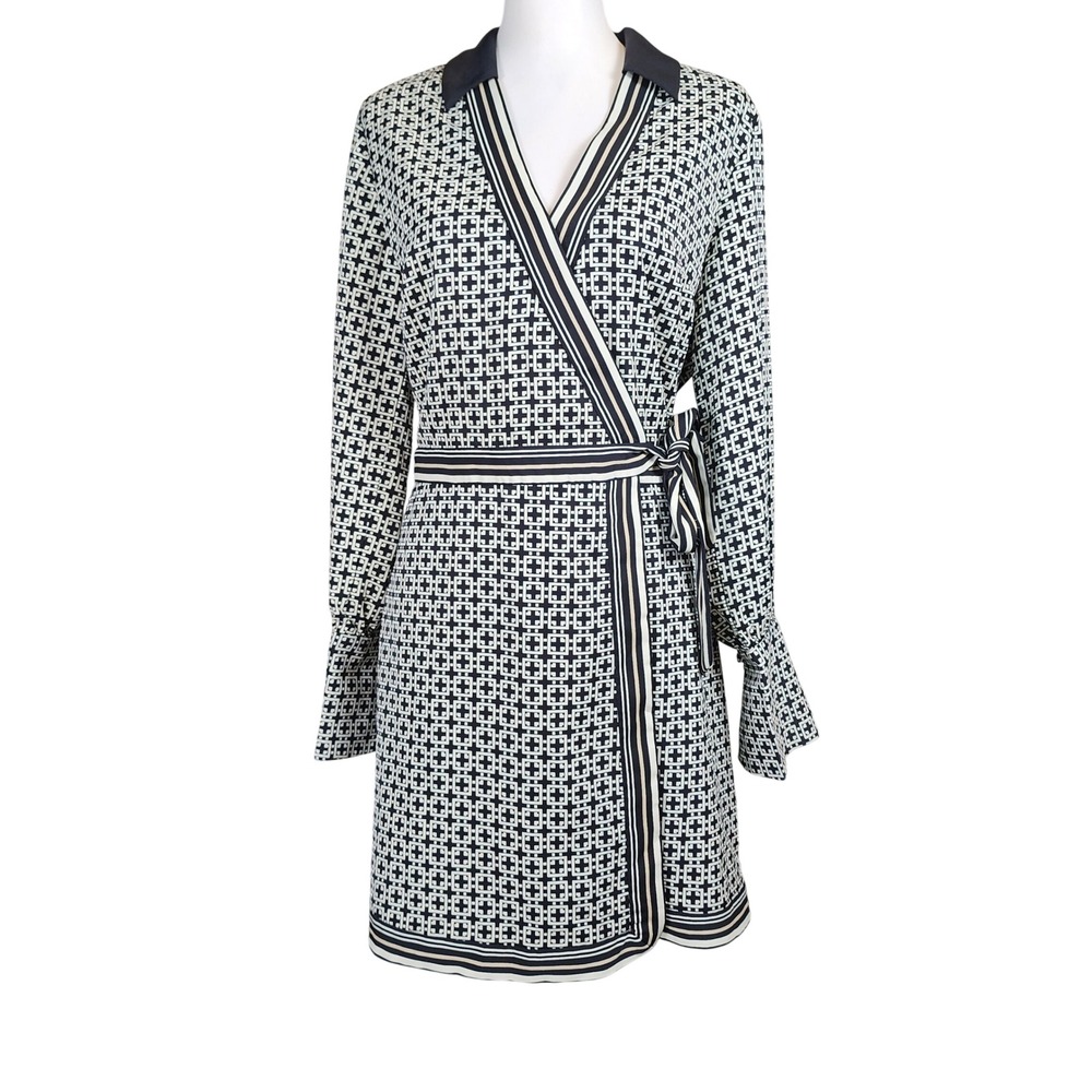 Abercrombie & Fitch Mini Wrap‎ Dress Womens Small Tall Black Tan Casual Occasion